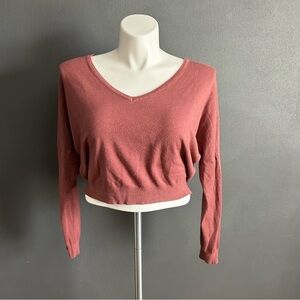 Dreamers Dark Mauve Cross Back Cropped Sweatshirt M